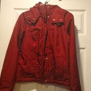All weather fleece lined burgundy jacket